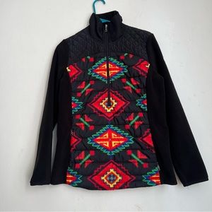 Lauren Ralph Lauren quarter zip quilted western tribal print fleece size Medium